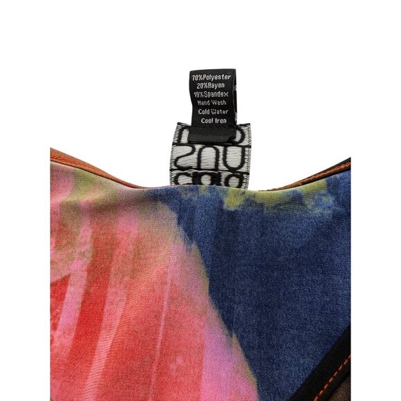 Clara Sun Woo Artsy Tunic Top A-Line Swingy Slinky Knit Watercolor Travel Size L - Picture 7 of 8